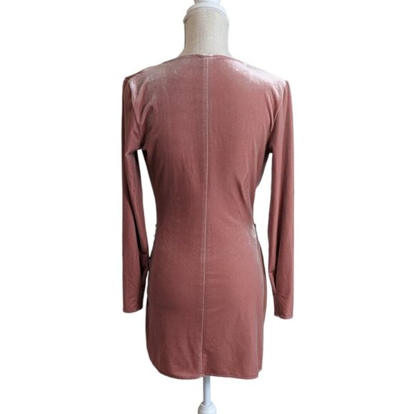 Topshop Pink Velvet Rhinestone Button Mini Dress - Picture 5 of 7